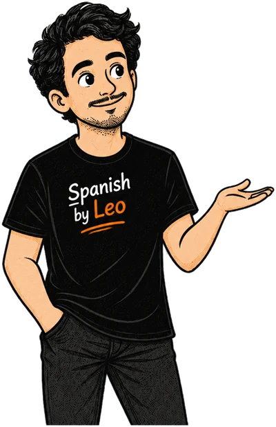 Leo smiling, with one hand open as if presenting the mini lesson